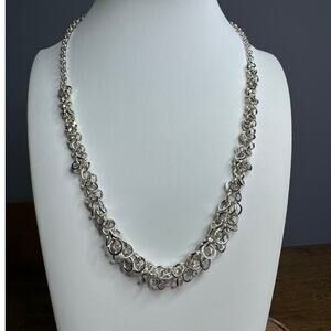 Vintage AVON, Rings Cluster Necklace, Silver Tone, Signed